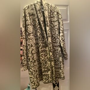 Vintage Gray and Cream Andrea Jovine Donna Wool Sweater Jacket, Size 3X.